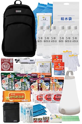 防災士監修 防災セット 防災グッズ（2人用）plus 防災リュック ブラック