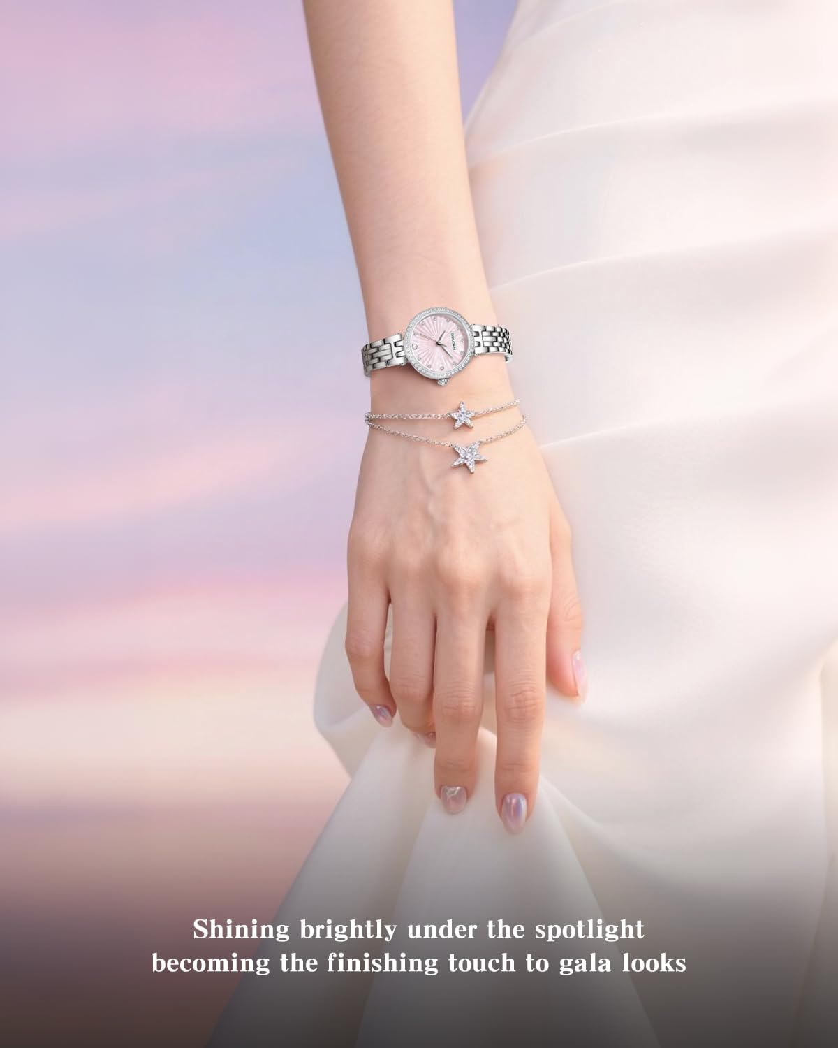 Luxury Women's Watch, 30M Water-Resistant, 26MM Delicate dial, 316L Stainless Steel case, Eight-Star Eight-Arrow Cubic Zirconia Watch, Versatile for Work and Dating