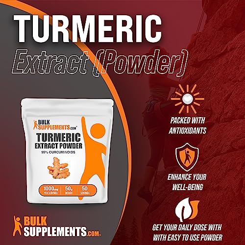 Bulksupplements.com Turmeric Extract Powder - Curcumin Supplements 1000Mg, Turmeric Curcumin Powder, Turmeric Powder - Turmeric Root Powder, Gluten Free, 1000Mg Per Serving, 50G (1.8 Oz) #TOP2