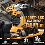 Cordless Impact Wrench 1/2 Inch, Brushless Impact Gun 1200N.m (900ft-lbs) High Torque, 3300RPM w/ 2x 4.0Ah Battery, 6 Sockets/8 Drills/6 Screwdrivers, Power Electric Impact Wrench for Home Car - Image 4