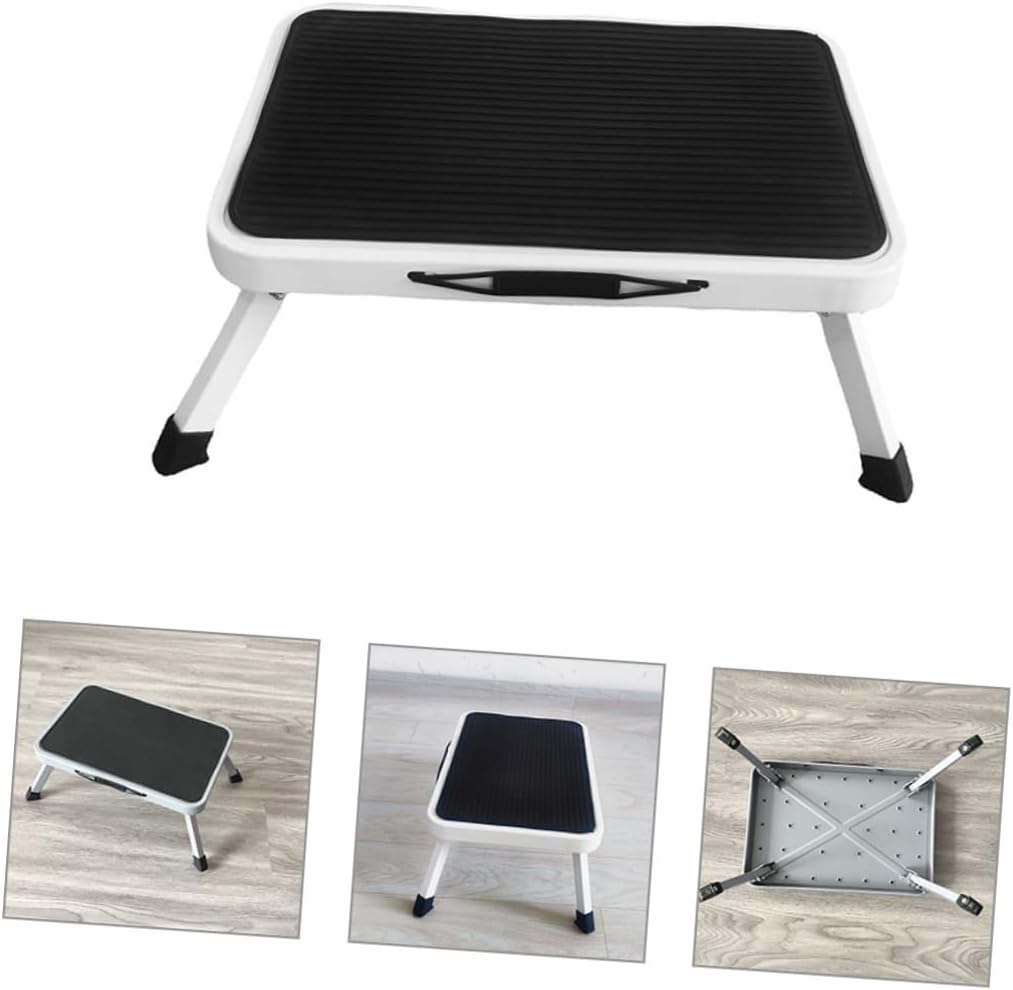 Unomor Home Portable Foldable Metal Step Stool Sturdy Non-Slip Thickened Design for Indoor Use for Adults and Seniors Multi-Purpose Foot Stool for Kitchen Bathroom