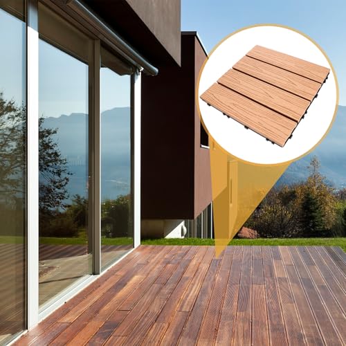 Piso de empalme de jardín modular de madera PE marrón para transformar terrazas y baños 4