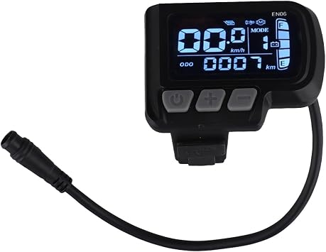 E-Bike LCD Display 24V 36V 48V with 6-Pin Interface, Waterproof ABS Screen for Electric Bicycle, Compatible with 02OMD Controller Protocol, Fits 22.2mm Handlebar, Black