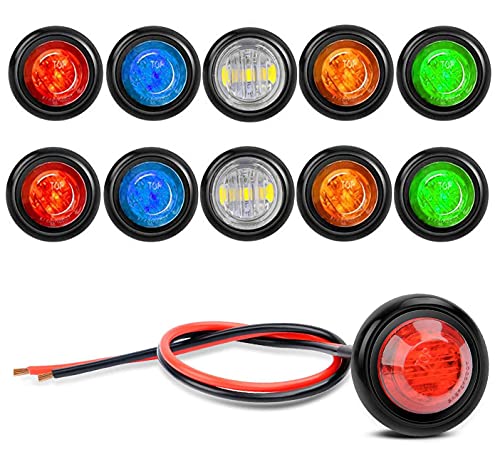 GUUZI 10 Paquete Luces LED Impermeables, Iluminación LED Subacuática, Luces LED Interiores, Luces de Navegación de 12V (Rojo/ámbar/Azul/Verde/Blanco)