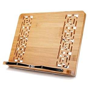 wishacc Large Size Bamboo Book Stand and Cookbook Holders for Reading Hands Free