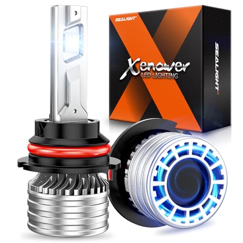 Image of SEALIGHT 9007 Bulbs, 120,000LM 17X Brightness, 9007 6500K White, IP68 Waterproof 80,000Hrs Lifespan, 5X Heat Dissipation Driving Bulbs, Plug and Play, 2 Pack