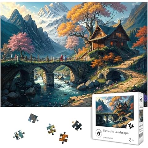 UNIDRAGON Original Cardboard Jigsaw Puzzles for Adults - Fantastic Landscape, 1000 Pieces, Beautiful Gift Package, Unique Shape Best Gift for Adults and Kids Cover