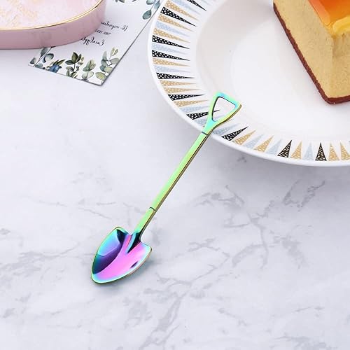 Miniatura 9 de Paquete de 10 cucharas expreso Demitasse en forma de pala, mini cucharas de café de acero inoxidable de 4.7 pulgadas, cucharas pequeñas para