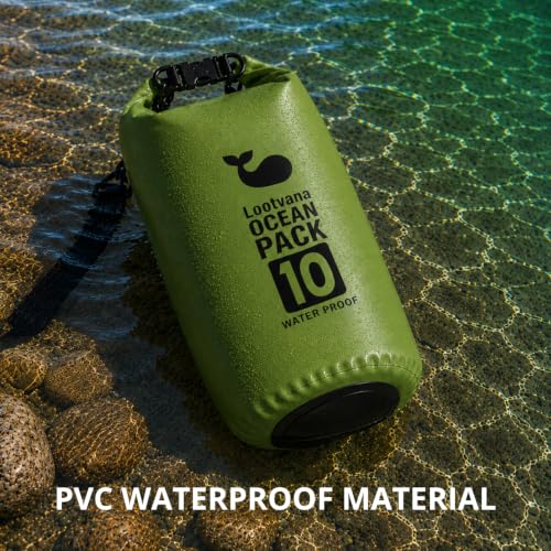 Bolsa seca impermeable lootvana de 10 litros con cierre enrollable y correa ajustable para kayak, camping y pesca miniatura 4