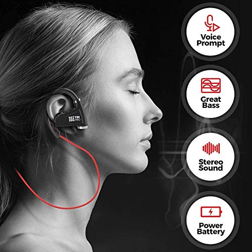 [Upgraded 2020] 12+Hours Sport Bluetooth Headphones - Professional Wireless Sport Earphones w/Mic - IPX7 Wate   rproof Deep Bass Music in-Ear Earbuds for Gym, Exercise, Running Workout for Men, Women