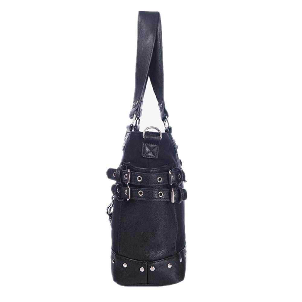 KEEPOP Women Fashion Rivet Handbag Purse Canvas Punk Tote with Shoulder Strap Crossbody Bag Large Capacity