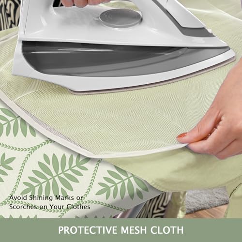 Image of SheeChung Ironing Board Cover and Pad 15 inchx49 inch,Iron Board Cover with Elastic Edge & Adjustable Fastener,Cotton Covers Resist Scorching and Staining Extra Thick Padding,Silicone Coating,Bohemian Leaves