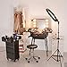AW Rolling Makeup Case Mirror Light 26inch Extra Large Cosmetic Storage Luggage Travel Adjustable Leg Extendable Tray