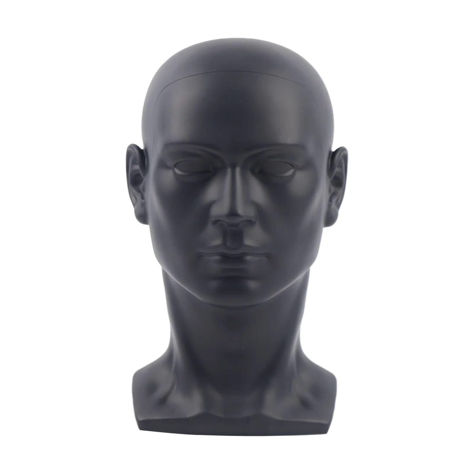 Premium Perückenkopf 50 cm | Kopf-Büste Schaufenster aus PVC-Kunststoff in Matt-Schwarz | Ständer für Kopfbedeckungen, Kopfschmuck, Halsschmuck