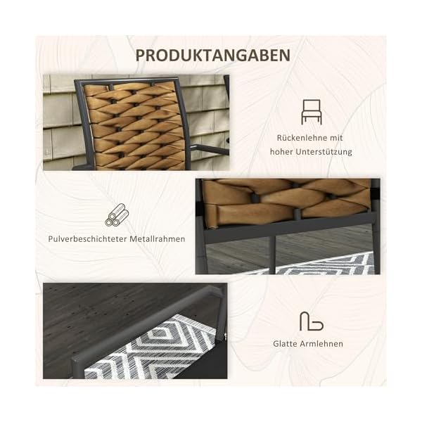Outsunny Rattan Gartenstühle 2er-Set stapelbar