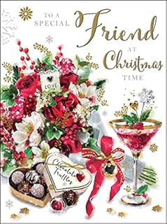 Jonny Javelin Female Special Friend Christmas Card Flowers Cocktail