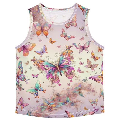 susiyo Colored Butterfly Boys Sleeveless Tank Top Girls Athletic T Shirt
