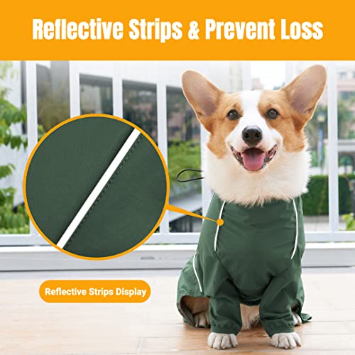 Ohmopie Waterproof Dog Jacket, Dog Rain Coat For Outdoor, Dog Winter Windproof Waterproof Coat With Reflective Strip, Dog Jacket With Safe Zipper On Back(Green,X-Large) #TOP1