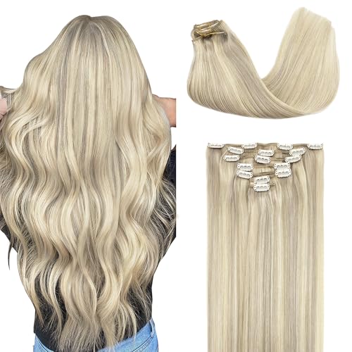 GOO GOO Clip in Hair Extensions Real Human Hair, Remy