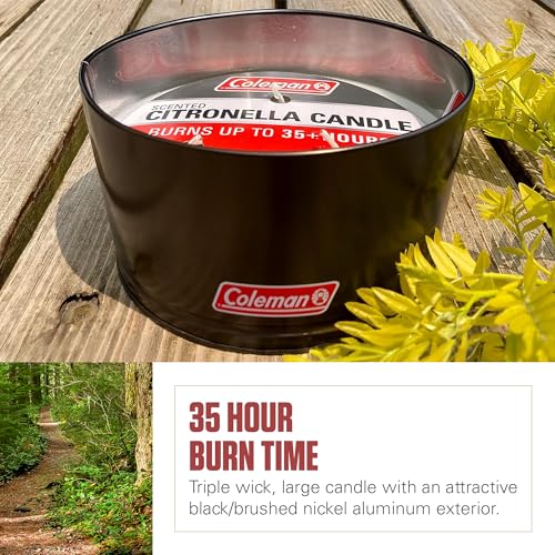 Coleman Outdoor Citronella Candle, 3-Wick Decorative Tin Bucket Candle for Patio, Backyard, Camping, and Outdoor Use, Up to 35 Hours Burn Time, 20oz - image 3