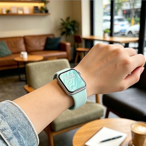 Image of Sport Bands Compatible with Apple Watch Band Women Men 40mm 38mm 41mm 42mm 44mm 45mm 46mm 49mm ,Soft Wristband Waterproof Replacement Strap for iWatch Bands Series 11 10 9 8 7 6 5 4 3 2 1 SE Ultra Tiff Blue
