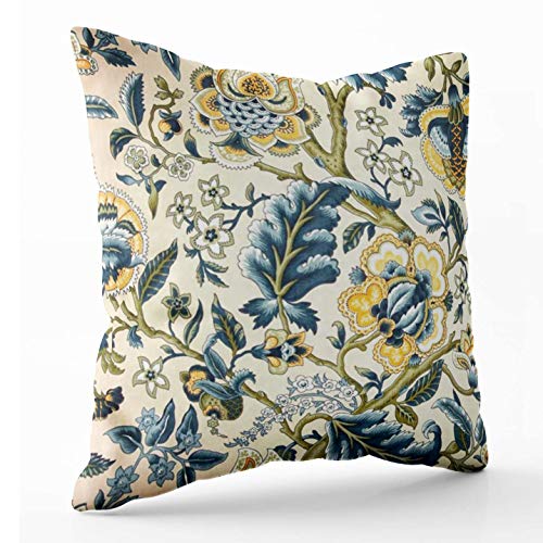 Shorping Good, Zippered Pillowcases 20X20Inch Throw Pillow Covers Floral Jacquard Print Blue Yellow Hues For Home Sofa Bedding #TOP1