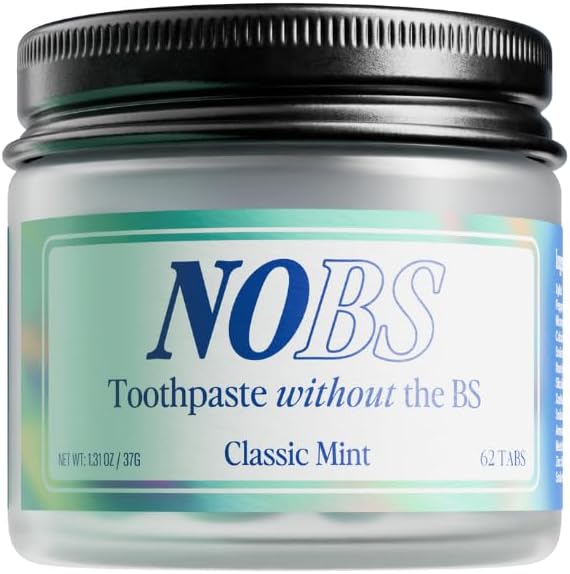NOBS Toothpaste Tablets - Nano Hydroxyapatite, Flouride & Plastic Free, Eco & Travel Friendly - Remineralize with NHA (1 Month)