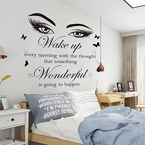Inspirational Wall Decals Quotes,Vinyl Beauty Eye Wall Decal Motivational Sayings For Wall Art Decor Stickers One Small Positive Thought In The Morning Can Change Your Whole Day Quotes Wall Stickers Decals #TOP6