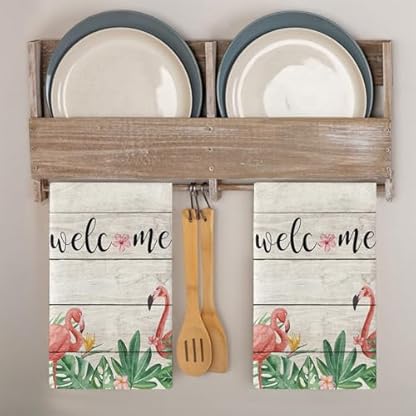 Geschirrtücher Beige Flamingo Tropical Handtücher Küchentücher Saugfähige Küchenhandtücher Waschbar Trockentücher Küche Wiederverwendbar Kitchen Towels Geschirrhandtücher 4 Stück (40x60 cm)