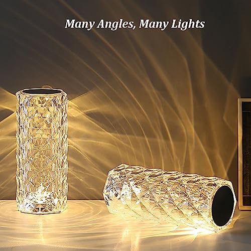 Leroxo Portable Crystal Table Lamp,3 Color Touch Control Rechargeable Lamp,3-Levels Brightness Room Decor Desk Lamp,Crystal Rose Bedside Lamp,Wireless Night Light,Bedroom,Dining Room Lamp #TOP4