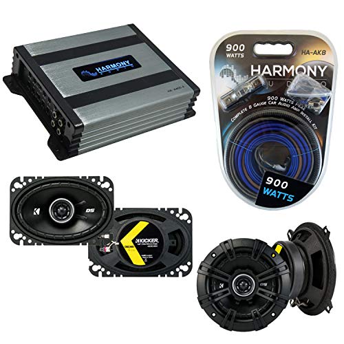 Harmony Audio Bundle with Kicker DSC5 DSC46 Speaker Replacement & Harmony HA-A400.4 Amp Compatible with Jeep Comanche Pickup 1985
