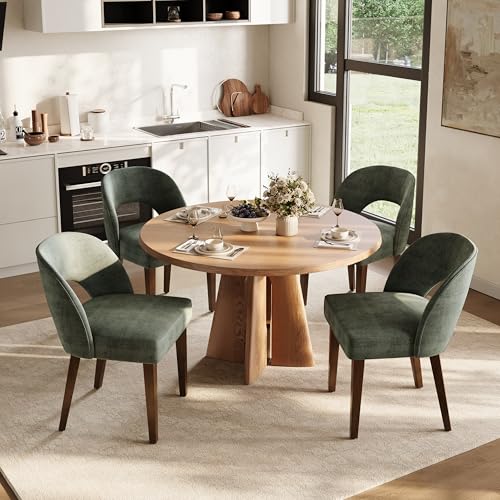 GarveeHome Modern Dining Chairs Set of 4, Plush Chenille Upholstered Dining Chair Kitchen Chairs, Farmhouse Dinner Chair for Kitchen Dining Room, Gree