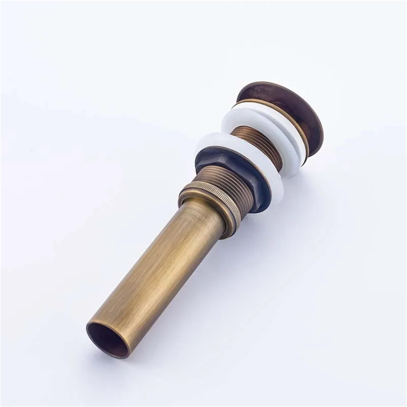 Tappo a Molla a Scatto clac Scarico pop-up for lavabo da bagno di lusso, in ottone, con e senza troppopieno, scolapiatti for vanità, 5 colori a scelta per lavabo(Brushed Nickel)