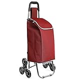Carro de la Compra Plegable con 6 Ruedas para Subir Escaleras, Carrito del Mercado, Bolsa Impermeable de 42L litros (Rojo)