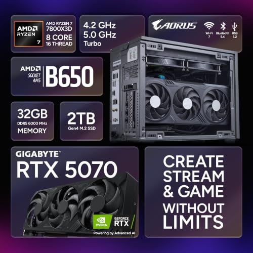 Image of Cooler Master NR2 Pro Gaming PC 7800X3D + RTX 5070 Mini ITX PC | AMD Ryzen 7 7800X3D + NVIDIA RTX 5070 12GB Gaming PC, 32GB DDR5 6000MHz, 2TB M.2 SSD, 280mm AIO Cooler, Windows 11