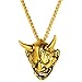 Produktbild U7 Kette Herren Gold Gotik Biker Schmuck 18k vergoldet Teufel Maske Dämon Horn Anhänger Halskette Edelstahl Totenkopf Schädel Modeschmuck Geschenk für Nann der alles hat