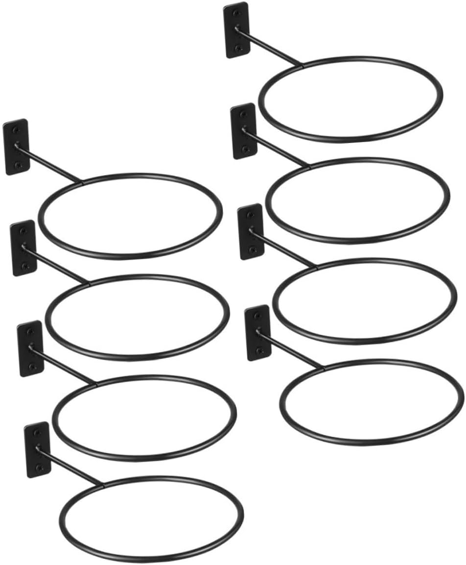 8pcs Wall Mounted Ball Rack Holder for Basketball Football Soccer Volleyball – Metal Space-Saving Sports Ball Storage Stand, 23.5x4.5cm, Black