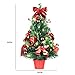 Alupssuc 20 Inch Pre-lit Artificial Tabletop Mini Christmas Tree with Warm White & Multicolor Lights and Small Red Ornaments, Perfect Xmas Decorations for Table and Desk, Red