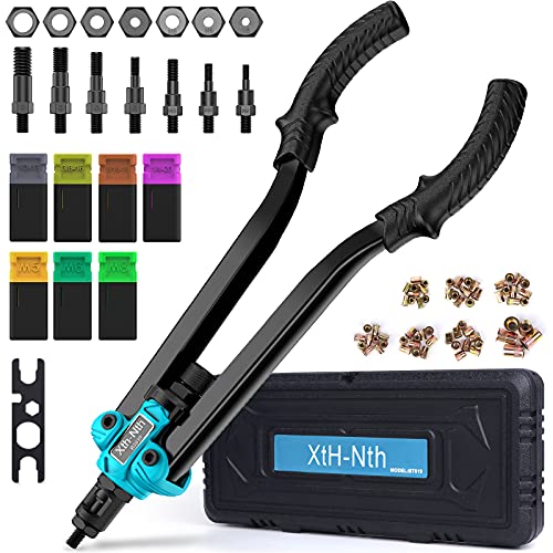 Xth-Nth Rivet Nut Tool, 15.5 Rivnut Tool, 2022 Upgraded Hand Rivet Nut Setter Kit, Premium Nut Rivet Tool Kit with 7PCS Metric & SAE Mandrels, 65PCS Rivet Nuts, Plastic Case