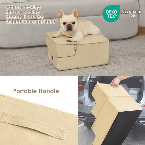Image of EHEYCIGA Dog Stairs for Small Dogs 13.5 inch H, 3-Step Dog Steps for Couch Sofa and Chair, Pet Steps for Medium Cats, Non-Slip Balanced Pet Ramp Indoor, Graige