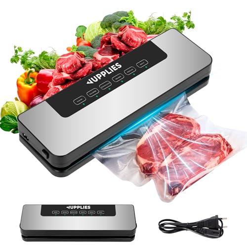 JUPPLIES Envasadora al Vacio Domestica   Selladora de Alimentos Profesional con Potente Succión 80 Kpa y 5 Modos   Máquina de Conservación de Alimentos Frescos (Envasadora)