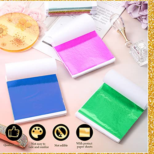 1000 Sheets 20 Colors Gold Leaf Sheets Imitation Gold Leaf Paper Metallic Gold Foil Leaf Paper Multi Color Leaf Sheets For Arts Decoration Handcrafts Furniture Diy Nails Paintings Wall #TOP2
