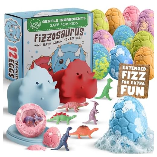 All Natural Bath Bombs for Kids with Surprise Toys Inside with Child Safe Dino Diffusers- 12 Pack Organic Dinosaur Bath Bombs with Toys Inside - Dino Bath Bomb for Kids