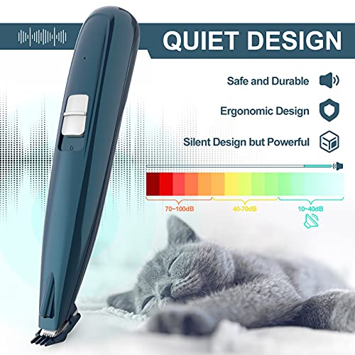 BASEIN Pet Foot Hair Clippers with Led Light, Professional Pet Hair Trimmers, Pet Grooming Kit, Low Noise, USB Rechargeable, Electric Clippers for Hair Around Face, Eyes, Ears, Rump, Paws