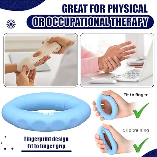 8 pcs Hand Strengthener Grip Ring - Forearm Ring Hand Exercisers - Silicone Squeeze Grip for Muscle Strengthening Training Tool - Arthritis Finger Physical Therapy PT Kit Trainer