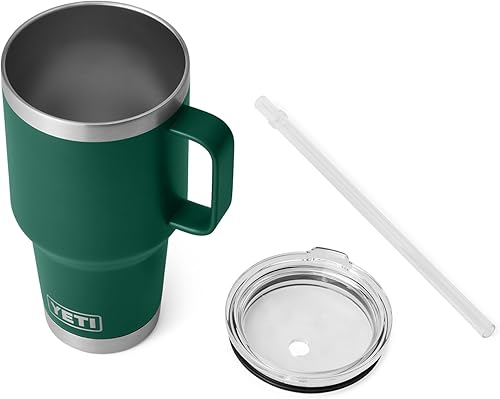 Miniatura 29 de YETI Rambler - Vaso de viaje con asa y tapa con popote, 35 onzas, vaso de agua de viaje, con asa, acero inoxidable, color blanco
