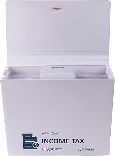 Miniatura 5 de Smead Organizador de impuestos todo en uno, 12 bolsillos, cierre de solapa y cordón, tamaño carta, azul marinoblanco (70660)