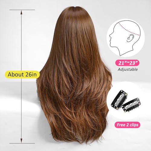 OUFEI Ginger wigs for Women Long Wig with Bangs Natural Straight Wigs Synthetic Hair Heat Resistant Wigs for Daily Party Cosplay Wear - Image 4