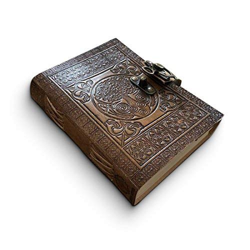 Leather Journal Handmade by DreamKeeper Journals For Women and Men - Celtic Travel Notebook - Original Antique Tree Of Life Design - Plain Paper - Beautifully Crafted Note Book – Sketchbook (A4)