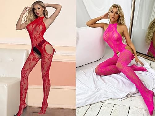 V-Ting Sexy Bow dessous für Damen Bodystocking Netz body Catsuit Unterwäschen Reizwäsche Netz Strumpfhose Hohle Jumpsuit Frauen Bodysuit Nachtwäsche Ärmellos
